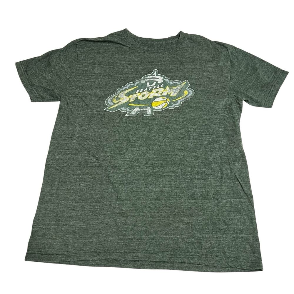 Seattle Storm Short Sleeve T-Shirt Green Cotton 2010s Logo Womens Size Large